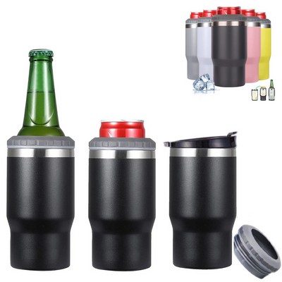 14 oz. 4-in-1 Beer Bottle Can Cooler Holder w/ 2 Lids