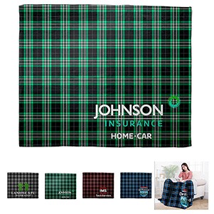 "ABERDEEN" Plaid Silky Soft Faux Mink Blanket with Full-Color Imprint