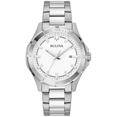 Bulova Watches Corporate Collection Men's Stainless Steel Bracelet Watch, White Dial