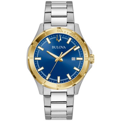 Bulova Watches Corporate Collection Men's Two-Tone Bracelet Watch w/Blue Dial