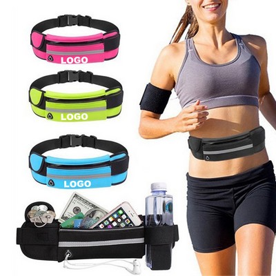 Adjustable Elastic Belt Running Waist Bag w/Visibility Reflective Strip