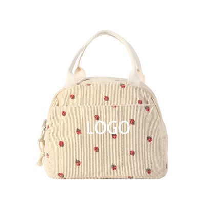 Large Capacity Lunch Bag with Strawberry Pattern