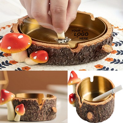 Mushroom Design Ashtray with Stainless Steel Tray for Cigarettes