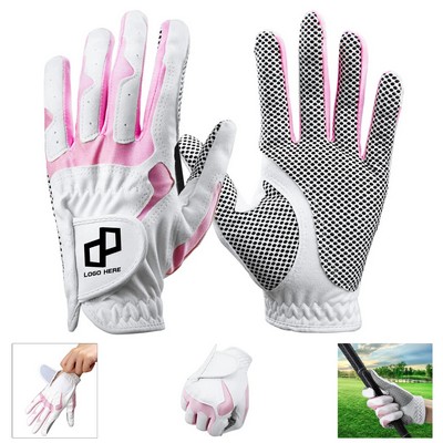 Women'S Microfiber Non-Slip Grain Breathable Golf Gloves