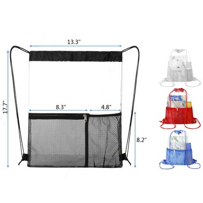 Clear Drawstring Bag Stadium Approved See Through Transparent Pvc Drawstring Backpack Clear Bag