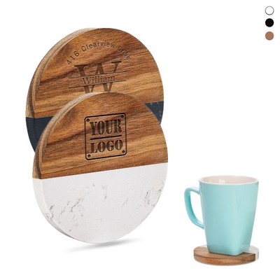 Marble Wood Spliced Round Coaster