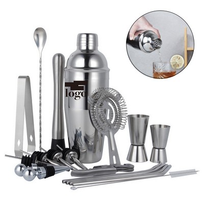 19 Pieces Stainless Steel Cocktail Shaker Set