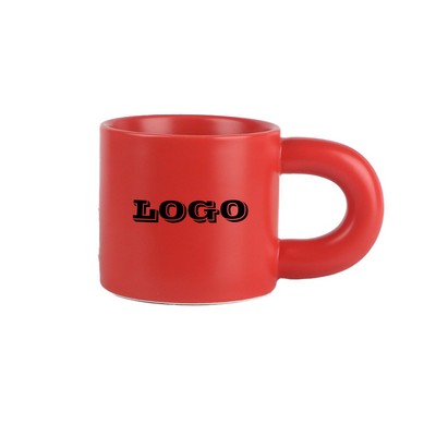 Large Handle Matte Red Ceramic Coffee Cup