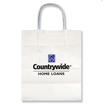 White Kraft Paper Cub Shopping Bag (8"x4"x10.25")