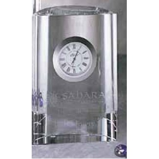 7" Crystal Half Cylinder Clock Award