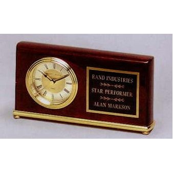 High Gloss Rosewood Finish Desk Clock Award (4"x7 5/8")