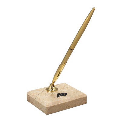 Botticino Beige Marble Single Pen Stand