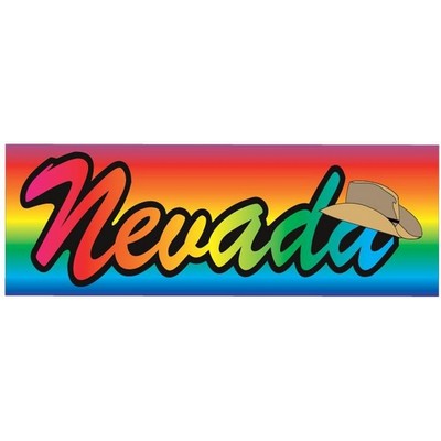 Nevada w/ Cowboy Hat Panoramic Badge w/ Bar Pin (1 5/8"x4 5/8")