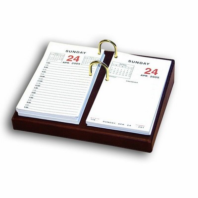 Classic Leather Burgundy Red Desktop Calendar Holder w/Gold Bolts