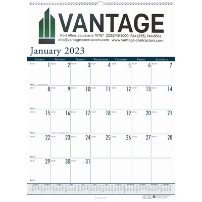 Full-Color Custom Wall Calendar (12"x16 1/2")