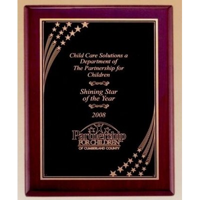 Rosewood Piano Finish Plaque w/ Star Shower Engraving Plate (7"x9")