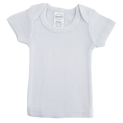 Rib Knit White Short Sleeve Preemie Lap T-Shirt