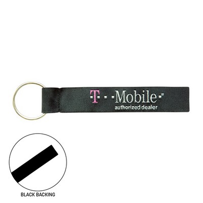 Woven Rectangle-Shaped Key Fob w/ Black Backing & Split Ring - "Elite" Weave