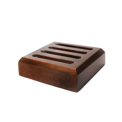 Dark Wood Slotted Stand (Holds 4 Round Coasters)