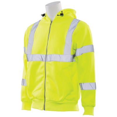 Aware Wear® ANSI Class 3 Hi-Viz Lime Hooded Sweatshirt w/Zipper