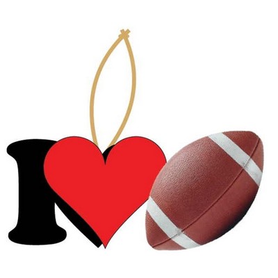 I Love Football Ornament w/ Clear Mirrored Back (10 Square Inch)