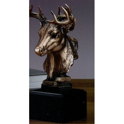 Bronze Finish Whitetail Deer Head Trophy w/Square Base (5"x8.5")