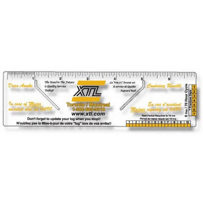 .030 Clear Plastic Logbook Ruler, Stock Shape LBR7 (2"x7.13"), Spot Color