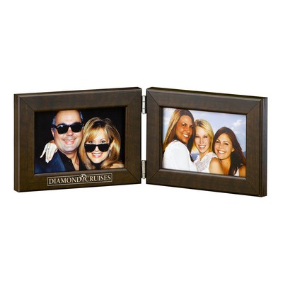 Brazilian Walnut Hinged Double 4"x6" Picture Frame