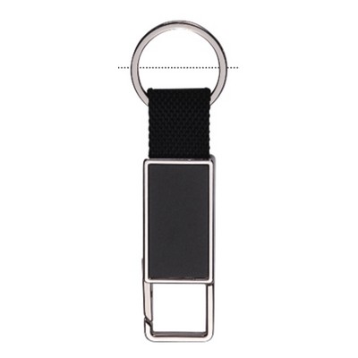 Snap On Double Sided Black Rectangle Metal Key Chain