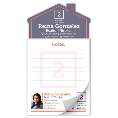 Custom Magna-Pad - 3.5x6.25 50-Sheet with House Shape Magnet