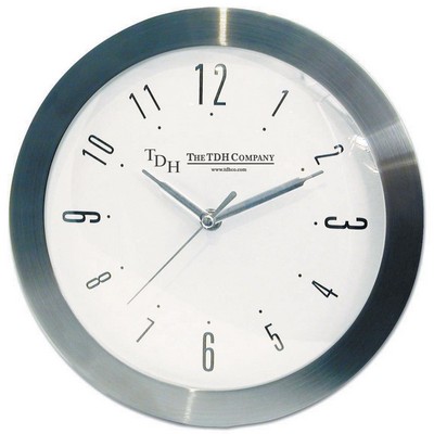 10" Ultra Slim Stainless Steel Wall Clock w/Curved Glass