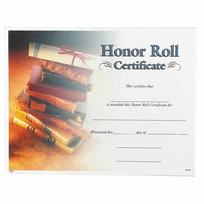 Honor Roll Award Certificate