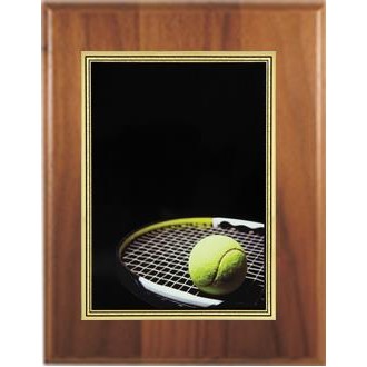 5" X 7" Cherry Plaque with a "Tennis" 3 7/8" x 5 7/8" Hi-Definition Plate