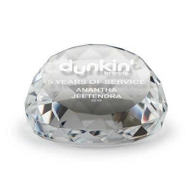 2½" x 1¾" Clear Round Crystal Facet Paperweight