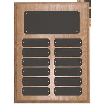 Oak Finish Perpetual Plaque w/12 Plates (9"x12")