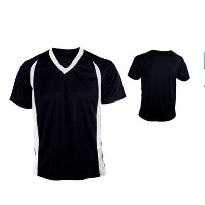 Adult Dazzle Cloth V-Neck Soccer Jersey Shirt w/ Contrasting Panel & Neck Trim