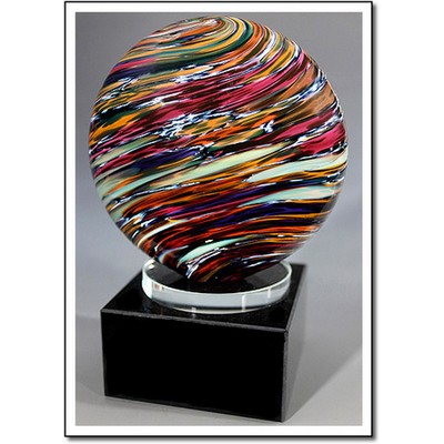 Jupiter Cloud Art Glass Sculpture w/ Marble Base (3"x4.75")