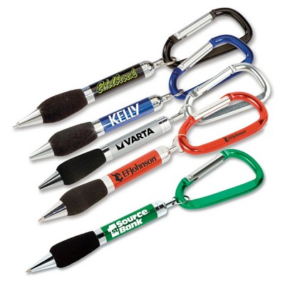 Soft Grip Metal Pen with Carabiner