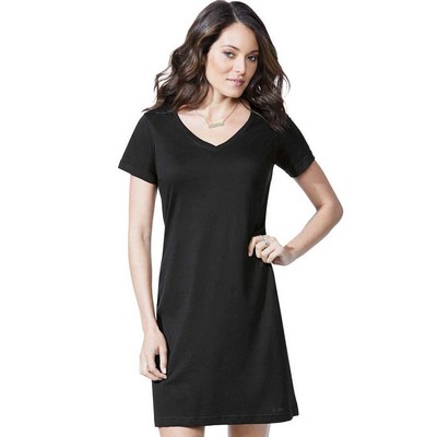 LAT™ Ladies' Modern Fit V-Neck Short Sleeve Fine Jersey Cover-Up Dress