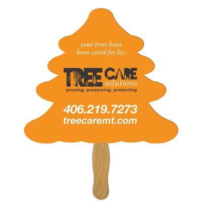 Evergreen Tree Hand Fan Full Color (1 Side)