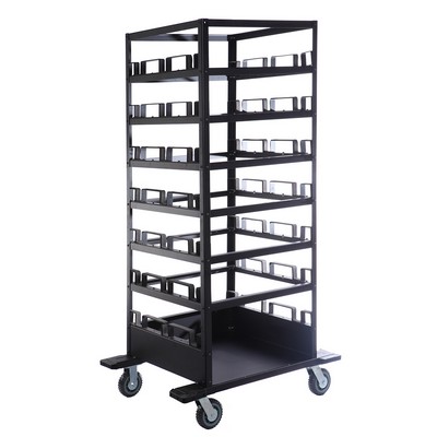 Heavy Duty Steel 21 Units Post Storage Cart W/ Racks & Tray