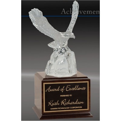 Sculpted Glass Eagle Award on Black Marble Base