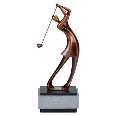 14" Bronze Modern Female Golf Resin Award