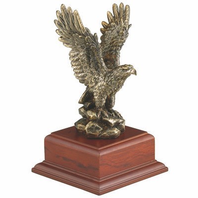 8½" Small Brass Eagle Trophy w/Wood Base