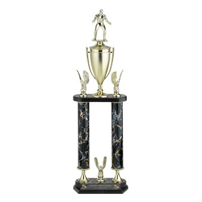 27" Two Marbled Columns Trophy w/Cup & Figure (Sold Separately)