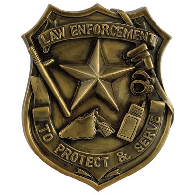 Antique Brass Law Enforcement Plaque Mount (3¼" x 4")