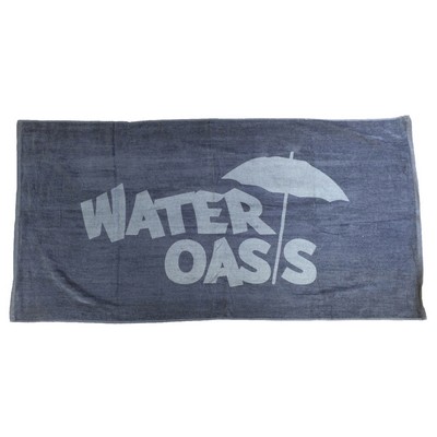 Navy Blue Terry Velour Beach Towel (34"x70")