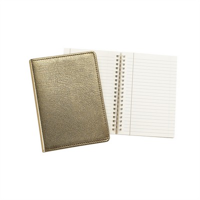 Refillable Spiral Notebook W/ Goatskin Leather Cover (5 3/8"x7 3/8")