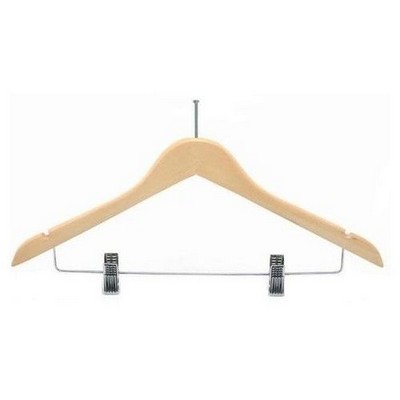 Natural Wooden Anti-Theft Hanger w/Clips