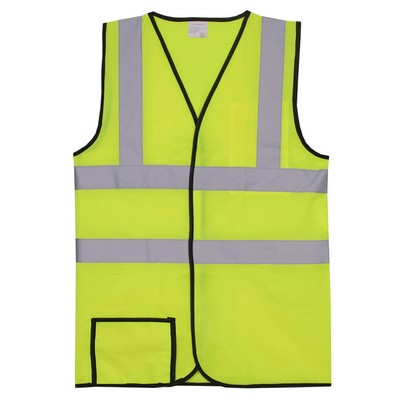 Yellow Solid Dual Stripe Safety Vest (Small/Medium)